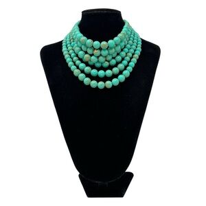 Women's Chunky Acrylic Beaded Multi-Layered Green & Gold Necklace